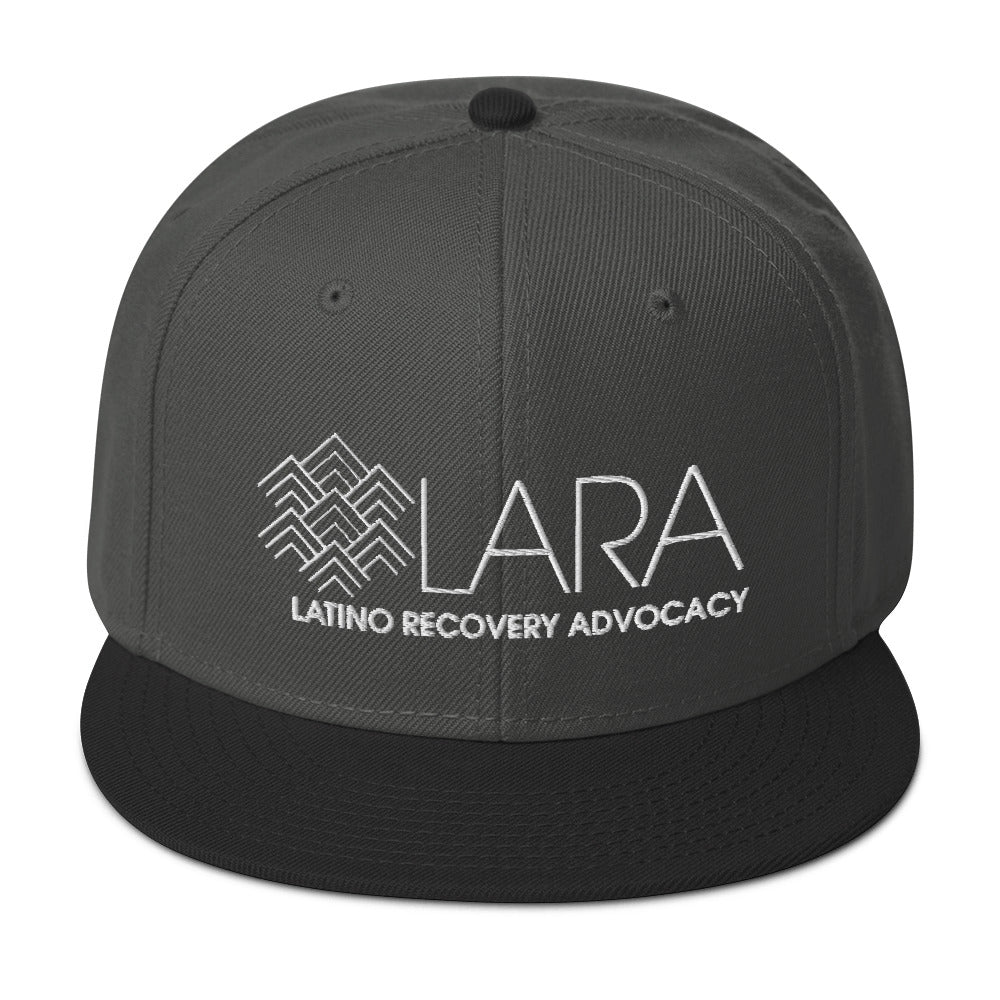 LARA White Logo Snapback Hat