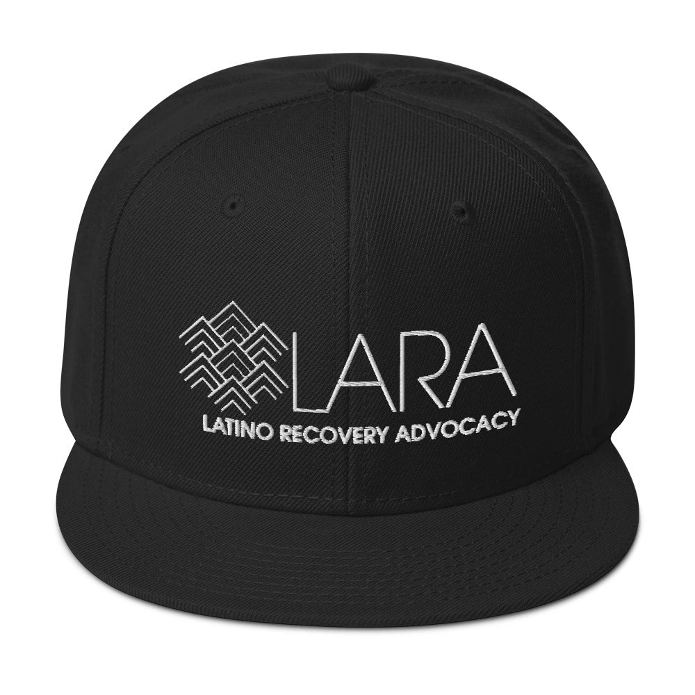 LARA White Logo Snapback Hat