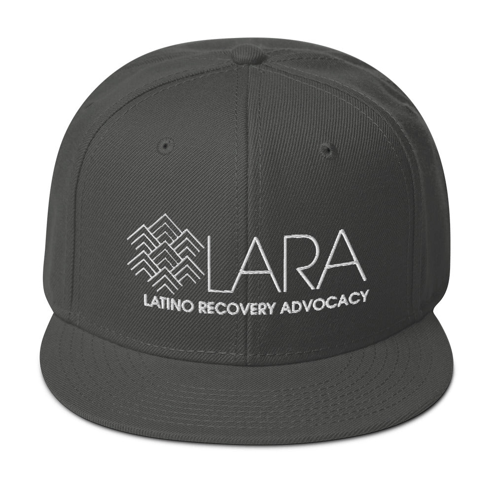 LARA White Logo Snapback Hat