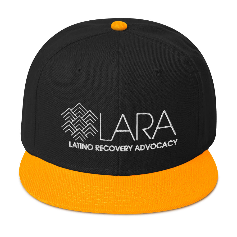 LARA White Logo Snapback Hat