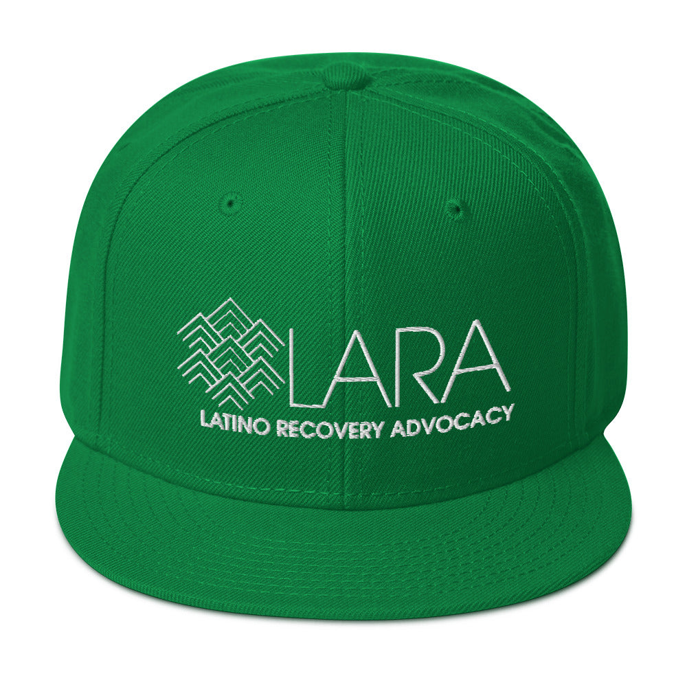 LARA White Logo Snapback Hat