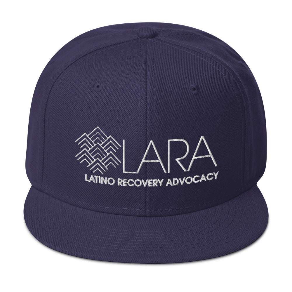 LARA White Logo Snapback Hat