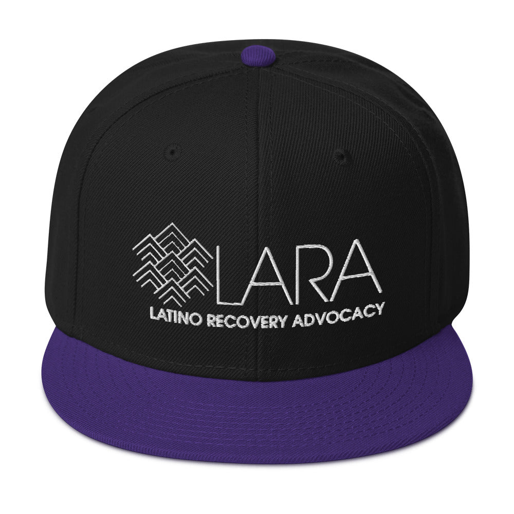 LARA White Logo Snapback Hat