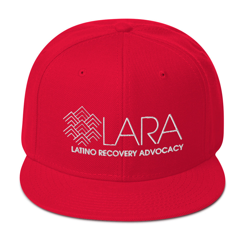 LARA White Logo Snapback Hat