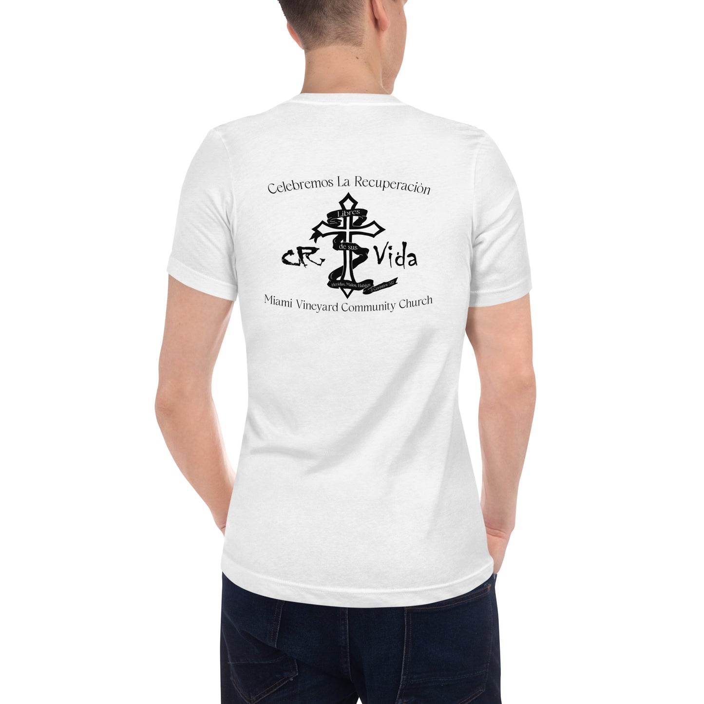 CR Vida White letters Unisex Short Sleeve V-Neck T-Shirt