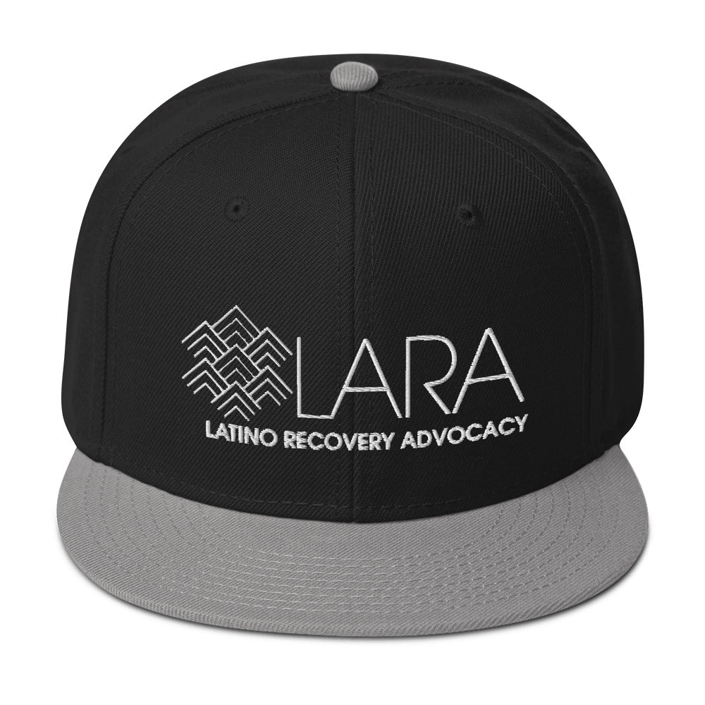 LARA White Logo Snapback Hat