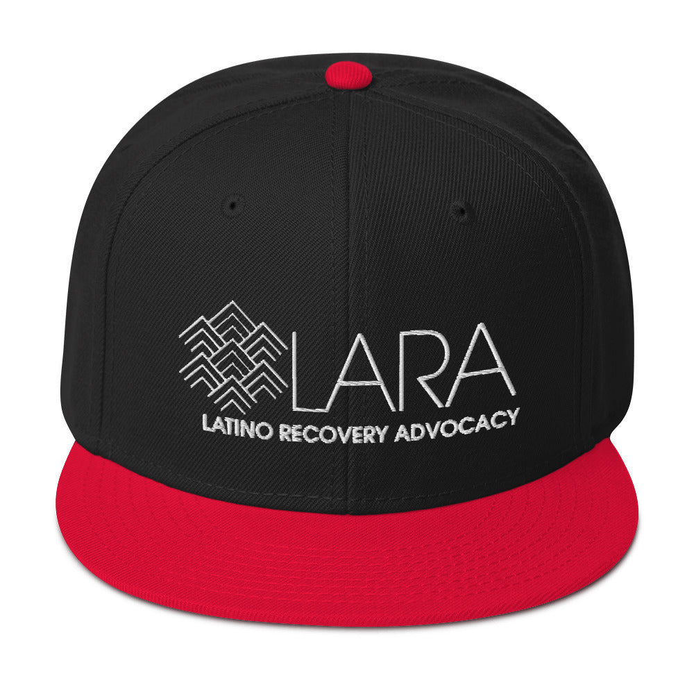 LARA White Logo Snapback Hat